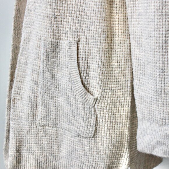 Time and Tru Cream Oatmeal Speckled Midi Open Cardigan Sweater Pockets Small - Picture 5 of 6